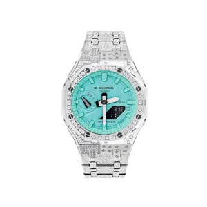 Часы Casio G-Shock Analog-Digital 2100 Series, арт. GA-2100-1A, серебристый/звезда с алмазным морозным эффектом