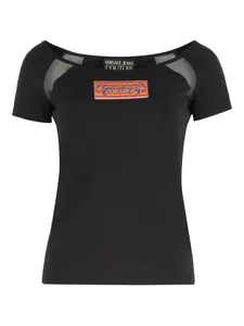 Хлопковая футболка с сетчатыми вставками Versace Jeans Couture, черный