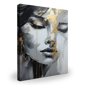 Картина на холсте Muralo abstraktes Frau Gesicht, 60x90x90 см цвет beige/schwarz/braun/grau