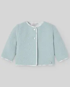 Вязаная детская курточка из коллекции Semilla PAZ Rodríguez, бирюзовый