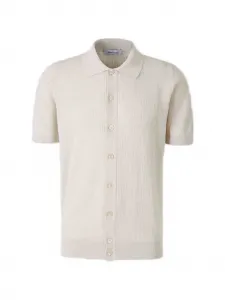 Вязаная рубашка с короткими рукавами и застежкой на пуговицах Gran Sasso, бежевый