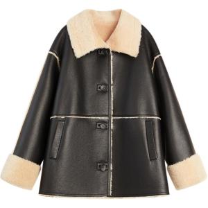 ELLE Женская шуба с черным лацканом Moderate