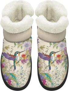 Женские удобные зимние ботинки для ходьбы с противоскользящей подошвой, средние по голенище, с внутренней подкладкой из искусственного меха Chririnla, Hummingbird Floral