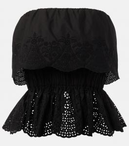 Бериловый топ с баской из хлопка Posse, черный