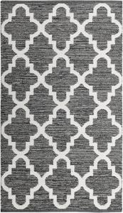 Ковер-дорожка SAFAVIEH, 69 x 214 см, Montauk Collection, Charcoal & Ivory, ручной работы, хлопковый с узором Trellis, идеален для помещений с высокой проходимостью в гостиной, спальне (MTK611J)