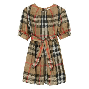 Burberry Kids шелковое платье в клетку Vintage Check, нейтральный цвет