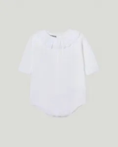 Детский полукомбинезон с длинными рукавами, классическим воротником-стойкой и узором "восьмёрки" на кокетке Coconut El Corte Inglés, белый