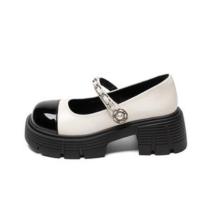 Повседневные туфли 6 см женские ZHR, Beige Black-Shiny