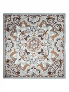 Шелковый шарф с цветочным мотивом Lancel, серый