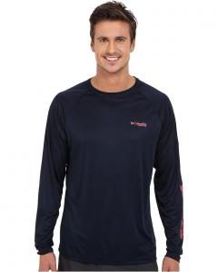 Рубашка Columbia Terminal Tackle L/S, цвет Collegiate Navy/Sunset Red Logo