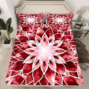 Erosebridal Градиентный тай-дай принтованный комплект постельного белья в бургундии с бохо этническим цветочным узором, Multi 13