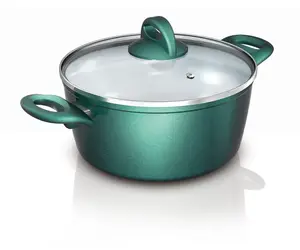 Кастрюля GENIUS Cerafit Fusion с крышкой, алюминиевая, диаметр 22 см, подходит для индукционных плит, антипригарное покрытие Genius