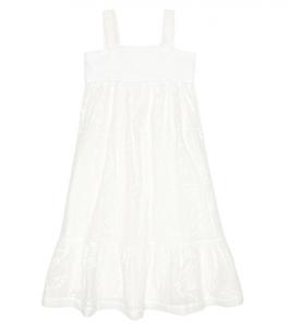 Платье из хлопковой вуали с вышивкой Chloé, белый