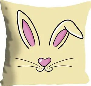 Декоративная подушка Queence "Вермин", с длинными кроличьими ушами, чехол без наполнителя, 1 шт 40х40 см, розовыйжелтый