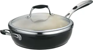 Сковорода Tramontina Gourmet Ceramica Deluxe с крышкой, 28 см, черный