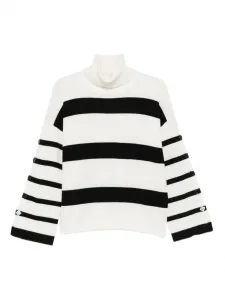 Полосатый свитер с высоким воротником Liu Jo, белый
