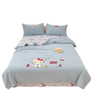 Высококачественное гипоаллергенное роскошное мультяшное антибактериальное стеганое летнее одеяло из хлопка Sanrio, синий