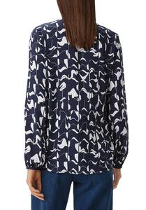 Блуза SEMI-TRANSPARENT À MANCHES LONGUES ET IMPRIMÉ comma casual identity, темно-синий