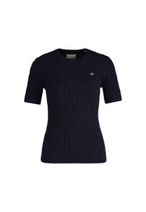 Трикотажная футболка - эластичный хлопок узор "коса" c-образный вырез круглый вырез короткий рукав узор "коса" Gant, синий