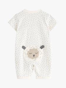 Детский комбинезон-шортик из мягкого хлопка с овечкой Lindex, Light Dusty White