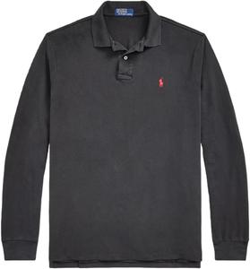 Polo Ralph Lauren классический крой длинный рукав мягкий поло, Washed Black