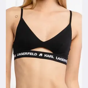 Бюстгальтер с глазком с логотипом Karl Lagerfeld, черный