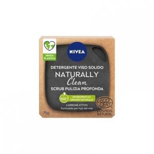 Nivea Naturally Clean твердое очищающее мыло для лица черный скраб 75 г