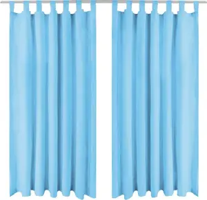 Шторы из микросатина , 2 шт., с петлями, 140 x 175 см, бирюзовый The Living Store