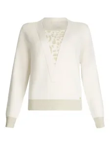 Свитер с V-образным вырезом и анималистичным принтом LIU JO, белый