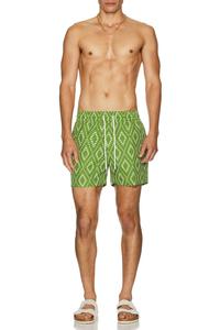 Плавки Rio Swim Short с принтом Angra и отделкой из рафии Frescobol Carioca, Parakeet Green & Ivory