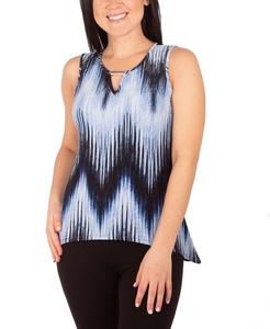 Топ без рукавов с заостренным подолом Petite NY Collection, цвет Navy Ligia