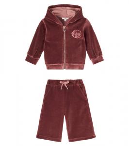 Детский комплект из хлопкового велюра: худи и спортивные штаны Chloé Kids, Lie De Vin