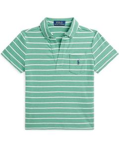 Поло Polo Ralph Lauren Kids Striped Cotton-linen Polo Shirt, цвет Haven Green/Deckwash White
