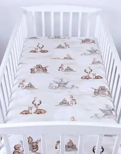 Простыня на резинке BabyLux 60x120 см - хлопок, мягкая и дышащая - простыня на резинке для детской кровати 133. Лесные животные BABYLUX