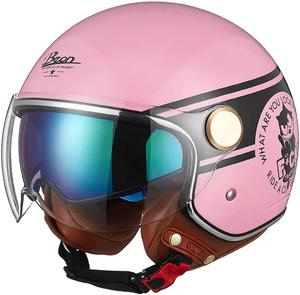 Шлем мотоциклетный Shizicong Vespa, розовый / черный