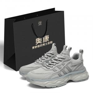 AOKANG Амортизирующие износостойкие легкие дышащие противоскользящие низкие массивные кроссовки мужские шоппер монетный серый[Сетчатые ткани]+Подарок