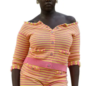 CHANEL Свитер 25S весенне-летняя коллекция женский розовый желтый