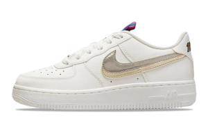 Кроссовки Nike Air Force 1 LV8 с двойной галочкой, серебристое золото (GS)