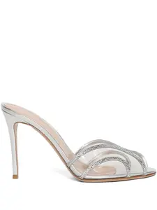 Туфли с открытым носком и кристаллами Gianvito Rossi, серебристый