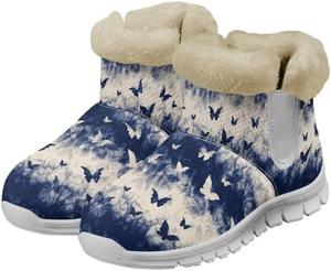 Женские ботинки на зиму с противоскользящей подошвой, полностью утепленные мехом, теплые и уютные снежные сапоги с поролоновой подкладкой Glomenade, Purple Tie-Dye Bat