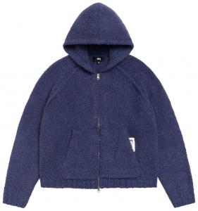 Толстовка Stussy Chunky Knit Zip Hoodie, синий