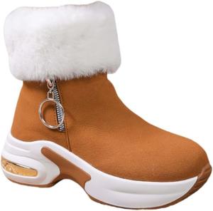 Женские теплые ботинки на танкетке с толстой подошвой. Подходят для осенних и зимних образов или для работы. HoaloX, Brown