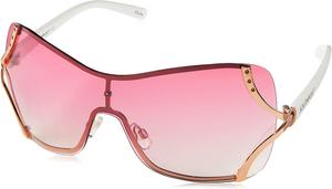 Женские солнцезащитные очки Southpole 454sp Glitzy Metal Shield (140 мм) - защита от УФ-излучения UV400, модный подарок для нее. Прямоугольные солнцезащитные очки, Rose Gold