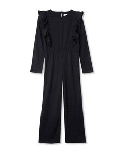 Детский вязаный комбинезон с длинными рукавами и оборками Lands' End, Black