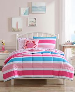 Комплект постельного белья Cru Stripe из микрофибры, 3 предмета, размер Twin Nautica, Rose Pink