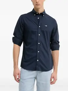 Рубашка с длинными рукавами и вышитым логотипом Gant, синий