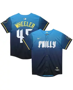 Детская бейсбольная майка Philadelphia Phillies 2024 City Connect Limited с именем Zack Wheeler, голубая Nike