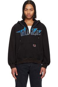 Худи с полузастежкой-молнией и графическим принтом в джазовом стиле Solid Homme, черный