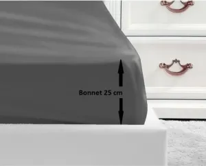 Простыня на резинке , 100% хлопок, 90x190x25 см, темно-серая LOVELY HOME