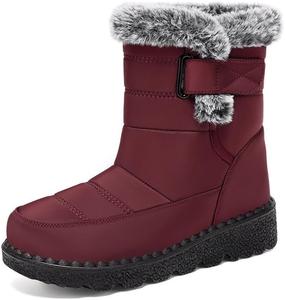 Высокие зимние ботинки с искусственным мехом, легкие термоботинки для сохранения тепла, износостойкие, противоскользящие уличные снежные ботинки Dikermoon, Red